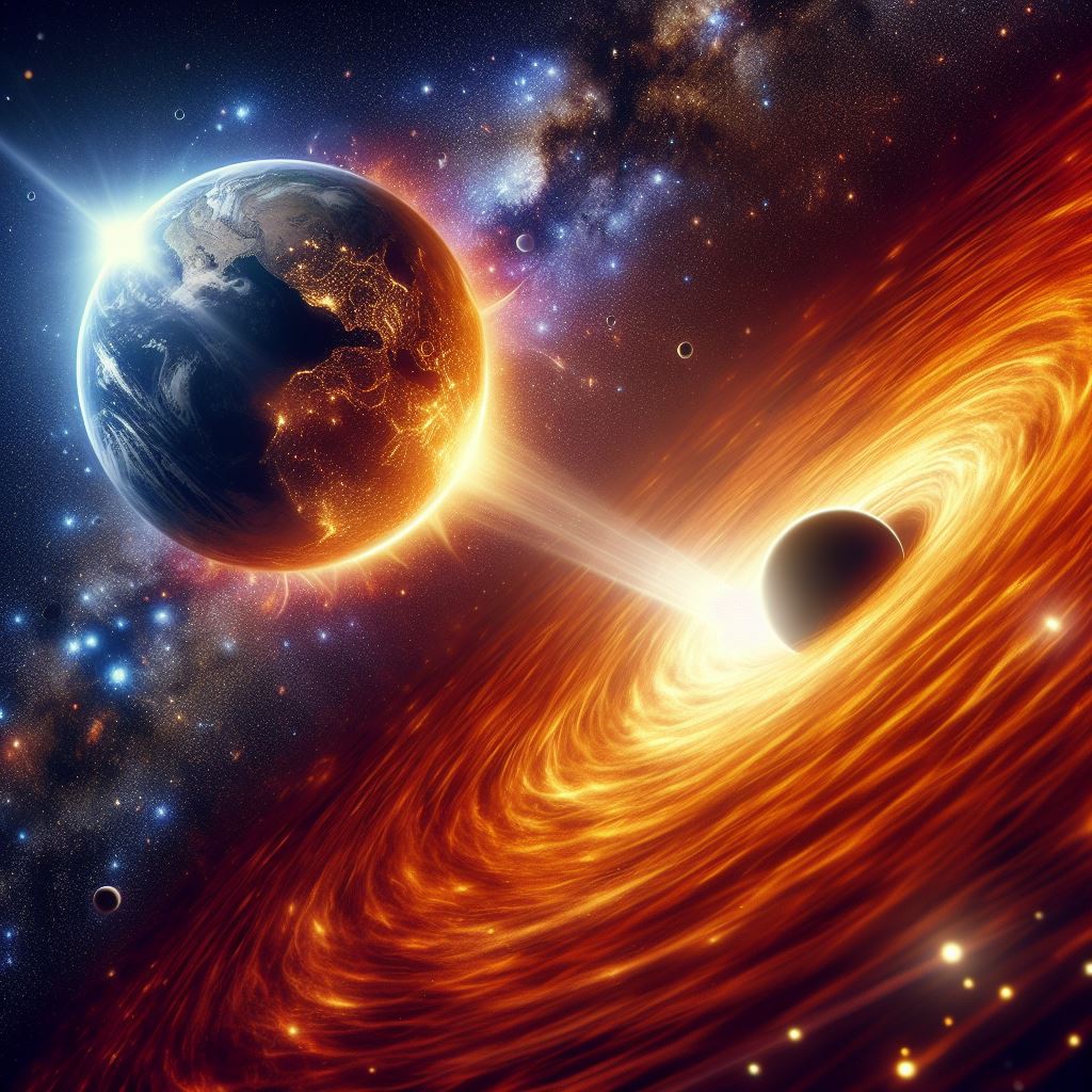 light years to black hole and earth with sun